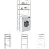The Living Store Hylla för tvättmaskin med 3 hyllplan silver 69x28x169 cm - Handdukshängare