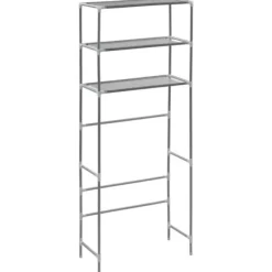 The Living Store Hylla för tvättmaskin med 3 hyllplan silver 69x28x169 cm - Handdukshängare