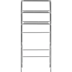 The Living Store Hylla för tvättmaskin med 3 hyllplan silver 69x28x169 cm - Handdukshängare