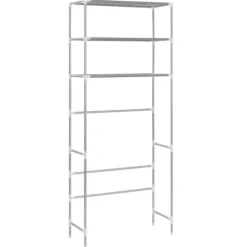 The Living Store Hylla för tvättmaskin med 3 hyllplan silver 69x28x169 cm - Handdukshängare