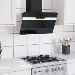 The Living Store Köksfläkt 60 cm stål och härdat glas svart - Köksfläktar