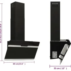 The Living Store Köksfläkt 60 cm stål och härdat glas svart - Köksfläktar
