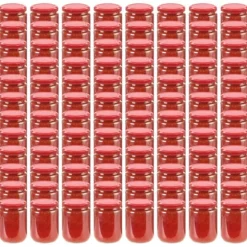 The Living Store Syltburkar i glas med röda lock 96 st 230 ml - Honungsburkar