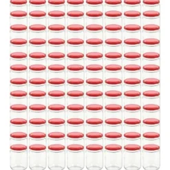 The Living Store Syltburkar i glas med röda lock 96 st 230 ml - Honungsburkar