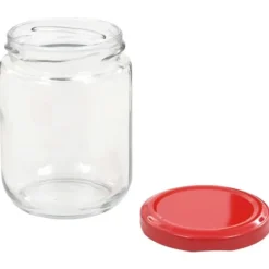 The Living Store Syltburkar i glas med röda lock 96 st 230 ml - Honungsburkar