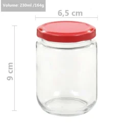 The Living Store Syltburkar i glas med röda lock 96 st 230 ml - Honungsburkar