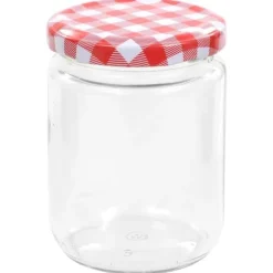 The Living Store Syltburkar i glas med vita och röda lock 96 st 230 ml - Honungsburkar