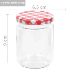 The Living Store Syltburkar i glas med vita och röda lock 96 st 230 ml - Honungsburkar