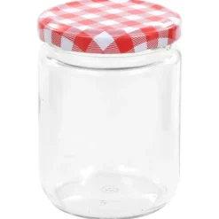 The Living Store Syltburkar i glas med vita och röda lock 48 st 230 ml - Honungsburkar