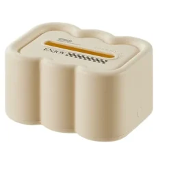 Tissue Box Cover Molnform Multifunktionell Plast Dekorativ Tissue Box Hållare för Vardagsrum Matbord Vit Botten