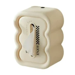 Tissue Box Cover Molnform Multifunktionell Plast Dekorativ Tissue Box Hållare för Vardagsrum Matbord Vit Botten