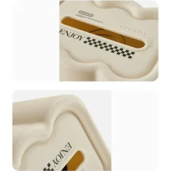 Tissue Box Cover Molnform Multifunktionell Plast Dekorativ Tissue Box Hållare för Vardagsrum Matbord Vit Botten