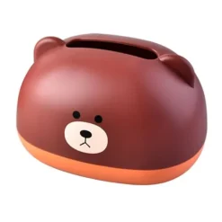 Tissue Box Cover PP Söt tecknat djur Desktop Tissue Dispenser Servetthållare Fodral för badrum Vardagsrum Sovrum Kök Brun