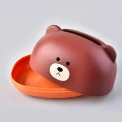 Tissue Box Cover PP Söt tecknat djur Desktop Tissue Dispenser Servetthållare Fodral för badrum Vardagsrum Sovrum Kök Brun