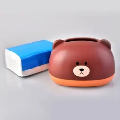 Tissue Box Cover PP Söt tecknat djur Desktop Tissue Dispenser Servetthållare Fodral för badrum Vardagsrum Sovrum Kök Brun