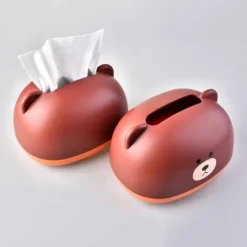 Tissue Box Cover PP Söt tecknat djur Desktop Tissue Dispenser Servetthållare Fodral för badrum Vardagsrum Sovrum Kök Brun
