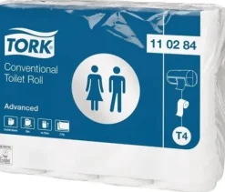 Toiletpapir Tork T4 Advanced 2-lags 34,7 m hvid - (24 ruller pr. karton)