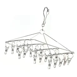 Torkhängare i rostfritt stål med flera clips för underkläder, strumpor, hattar