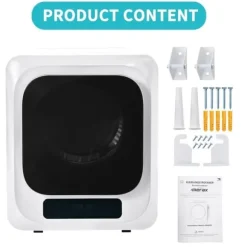 Torktumlare 3–4 kg i rostfritt stål, 850 W med flerfiltersystem, 6 program och överhettningsskydd (väggmonterad)