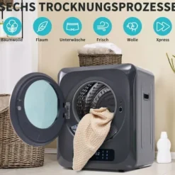 Torktumlare 2,5 kg (upp till 4 kg) Rostfritt stål 850W – 6 program, flerfunktioner, flerfilter, överhettningsskydd, väggmonterbar