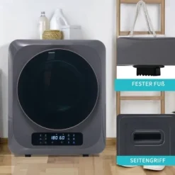 Torktumlare 2,5 kg (upp till 4 kg) Rostfritt stål 850W – 6 program, flerfunktioner, flerfilter, överhettningsskydd, väggmonterbar