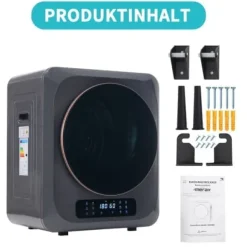 Torktumlare 2,5 kg (upp till 4 kg) Rostfritt stål 850W – 6 program, flerfunktioner, flerfilter, överhettningsskydd, väggmonterbar
