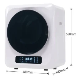 Torktumlare, rostfritt stål, 2,5kg (upp till 4kg), 850W, 6 program, filter, överhettningsskydd, väggmonterbar