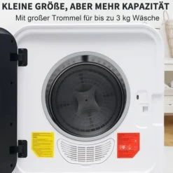 Torktumlare rostfritt stål 3–4,5 kg, 830W, flerfiltrering, 5 program, överhettningsskydd, väggmonterbar [Energiklass C]