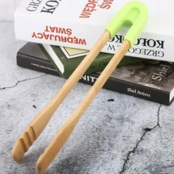 Trä BBQ Klämma Buffé Mat Tång Bröd Biff Kök Klämma Serveringsverktyg (Grön)