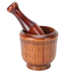 Trä kryddkvarn mortel och mortelstöt set