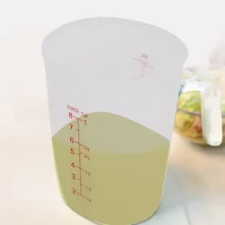 Transparent mjuk silikonmätkopp Visuell halvpermeabel mjölkkopp (250 ml)