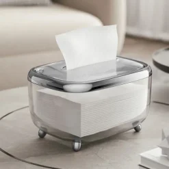 Transparent mjukpapperslåda med fast lock - kreativ och enkel pappersförvaringsorganisator