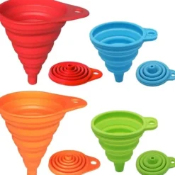 Trattset - 4-delade hopfällbara silikonkökstrattar för vätskor och pulver