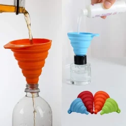 Trattset - 4-delade hopfällbara silikonkökstrattar för vätskor och pulver