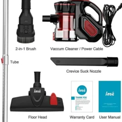 Trådbunden Handhållen Dammsugare, 500-999W Effekt, Cyklon Dammbucket Teknologi,Röd, EU