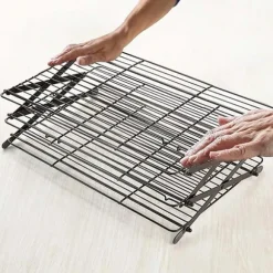 Tre-lagers kylställ för kakor - Hopfällbart rostfritt stål bakgaller för tårtor, bröd och kakor