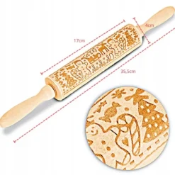 Träkavel med julmönster och dekorativ gravyr