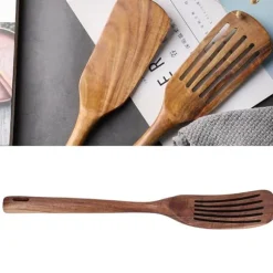 Träspatel Säker Luktfri träskyffel Hushållsredskap med långt handtag för matlagning Läckande spatel