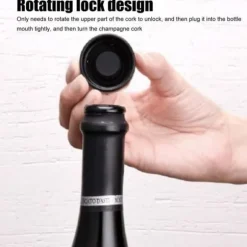 Tung vinpropp, livsmedelsklassad silikonförseglad vinflaskpropp Låsning Champagnepropp A472