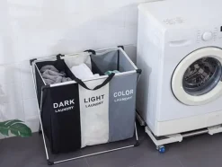 Tvättkorg med 3 Fack - Korg till Tvätt - 135L