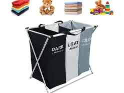 Tvättkorg med 3 Fack - Korg till Tvätt - 135L