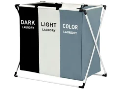 Tvättkorg med 3 Fack - Korg till Tvätt - 135L