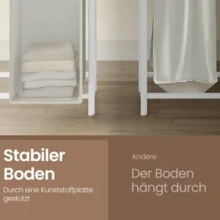 Tvättkorg med 4 fack och hylla - Vit