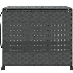 Tvättkorg med hjul grå 66x35x60 cm rotting