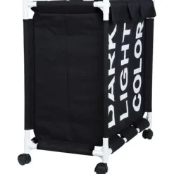 Tvättkorg på hjul, trefack, 137 l