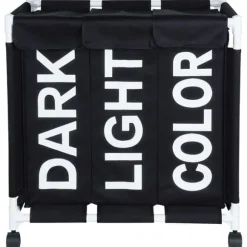 Tvättkorg på hjul, trefack, 137 l