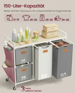 Tvättkorg, 98,6x33x80,5 cm, Beige