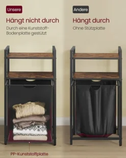 Tvättkorg, 50x33x92 cm, Brun