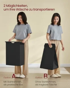 Tvättkorg, 50x33x92 cm, Brun