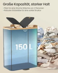 Tvättkorg, 52x38,5x75 cm, Svart